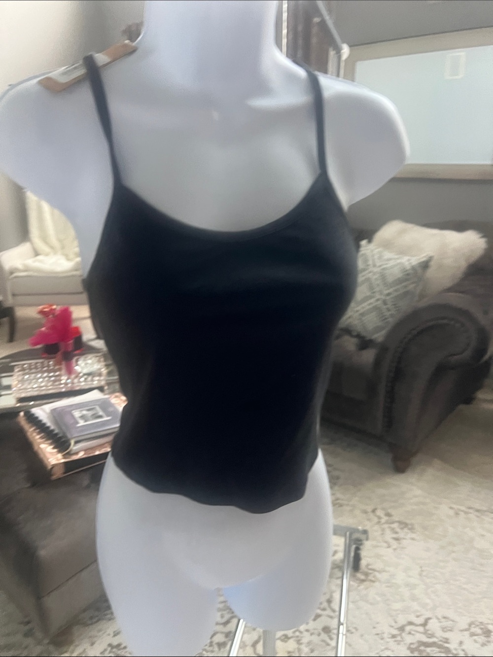 Skims cotton rib crop scoop neck tank